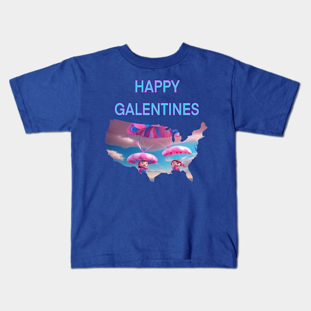 Galentines day parachute gift Kids T-Shirt by sailorsam1805